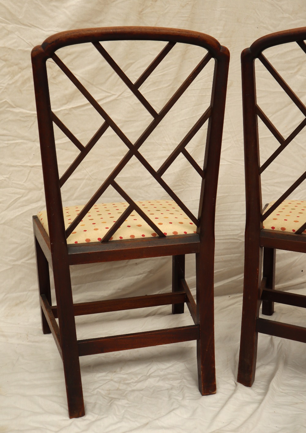 A set of six George III mahogany dining chairs, the beaded arched backs with fretted infill, - Image 4 of 6