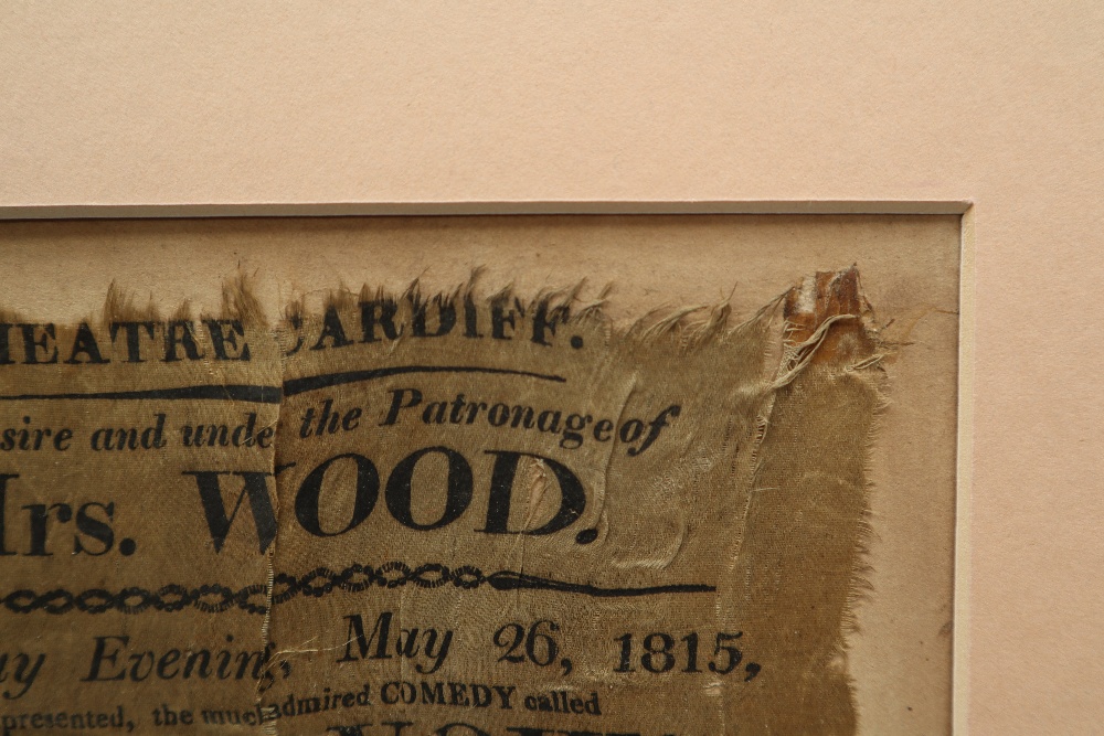A Cardiff Theatre silk programme for an event held on 26/5/1815 by desire and under the patronage - Image 4 of 4