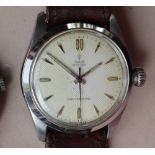 A gentleman's stainless steel Tudor oyster wristwatch with a silvered dial and batons,