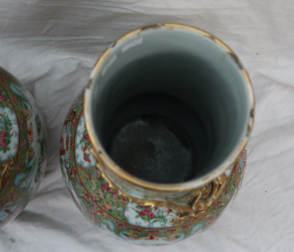 A pair of 19th century large Chinese Canton Famille Rose vases, - Image 15 of 17