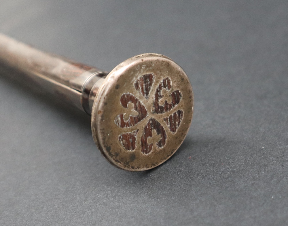 A white metal mounted walking stick, with heart shaped decoration, - Image 2 of 4