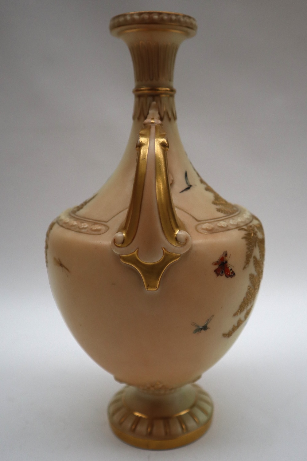 A Royal Worcester twin handled vase with a flared rim, - Image 5 of 7