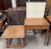 A 19th century mahogany side table with a sliding screen,