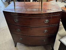 A 19th century mahogany bow fronted chest of drawers together with an Italian gilt brass bedroom