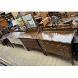 A 20th century oak dressing table with matching chest of drawers together with a painted slate