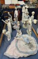 A Lladro figure of a lady holding a goose with a dog at her feet together with assorted Lladro and