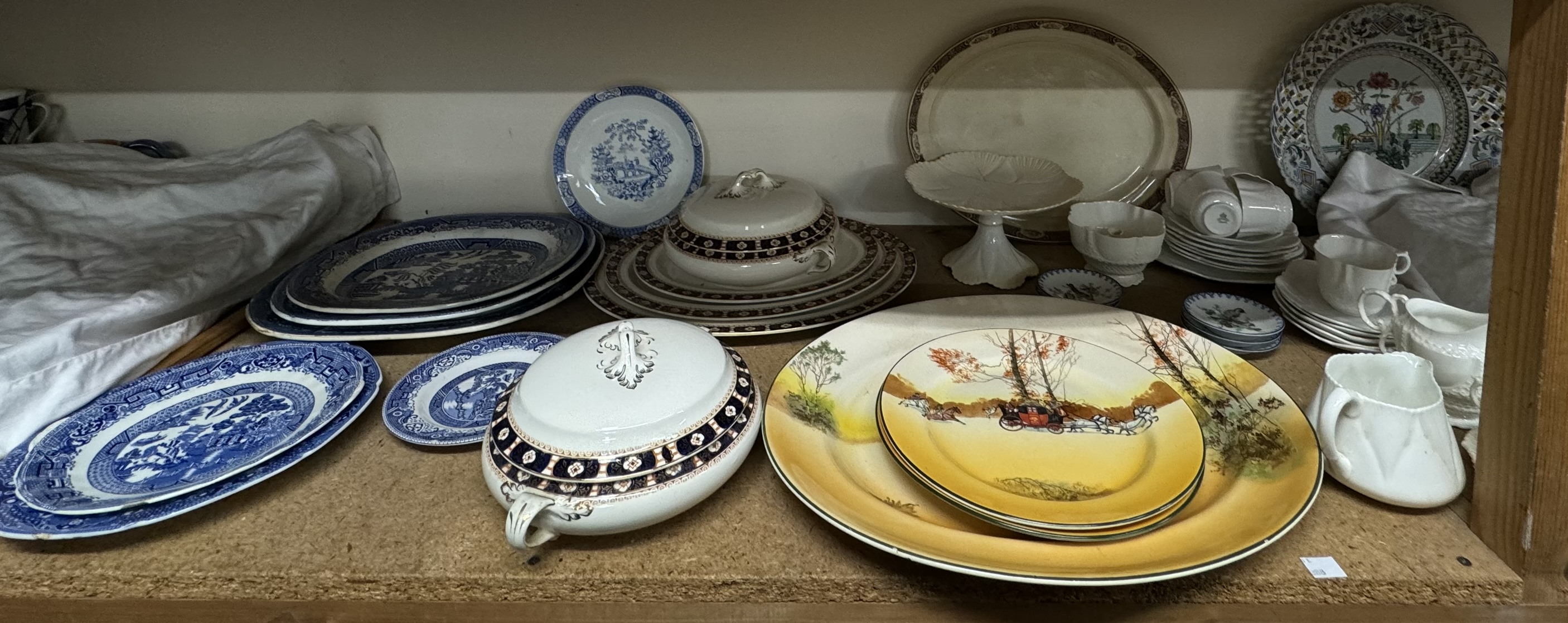 A Shelley part tea service together with an Aynsley part tea set, Royal Doulton series ware plates,