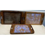 A Rio De Janeiro rosewood tray the base decorated with butterfly wings,