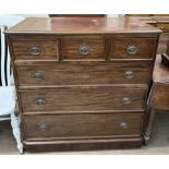A 19th century mahogany chest of drawers with three short and three long drawers on a plinth