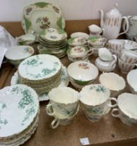 A Paragon floral decorated part tea service together with a Meir China part tea service,