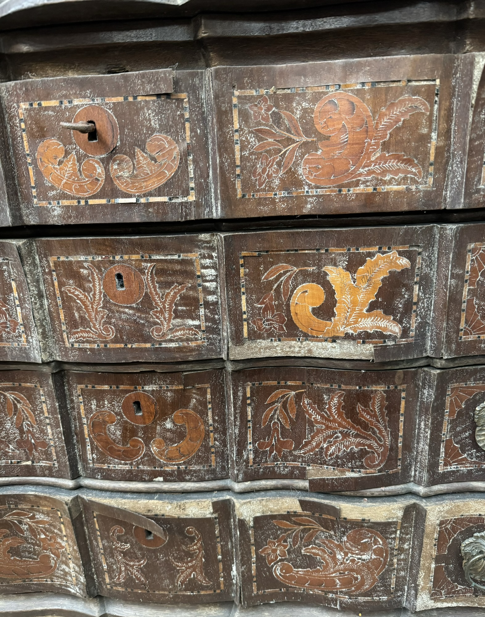 A 19th century Dutch marquetry decorated walnut bookcase with a moulded cornice above a pair of - Image 2 of 2