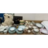 A pair of Staffordshire dogs together with assorted part tea and dinner services etc