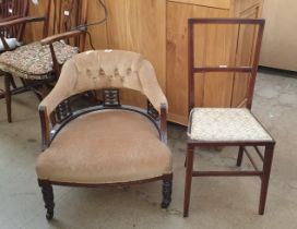 An Edwardian nursing chair together with a bedroom chair