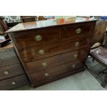 A 19th century mahogany chest with two short and three long drawers on a plinth base