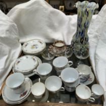 A Liling part tea service together with other cups and saucers, glass vase,