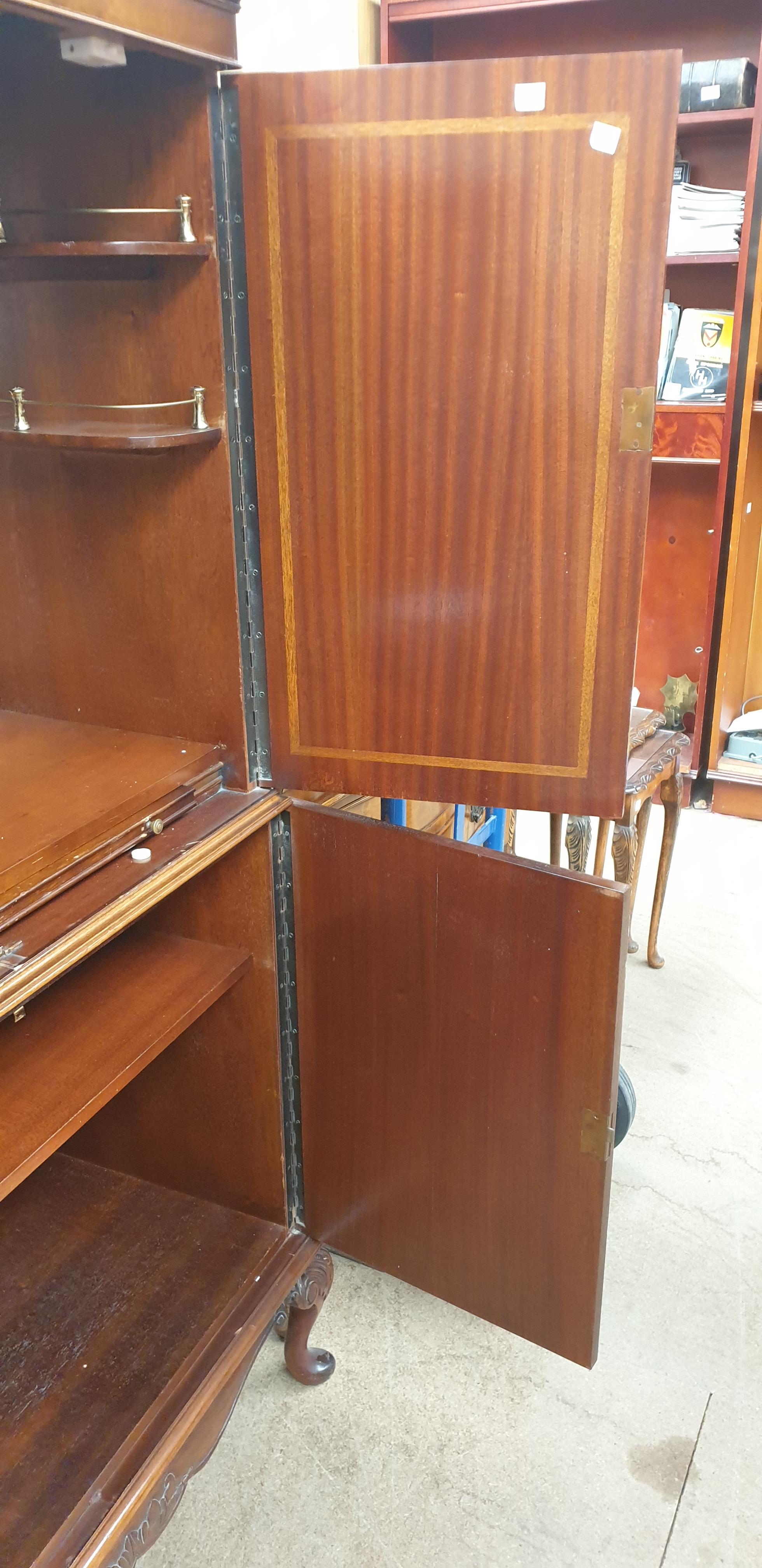 A 20th century walnut drinks cabinet on leaf capped cabriole legs and pointed pad feet together - Image 3 of 12