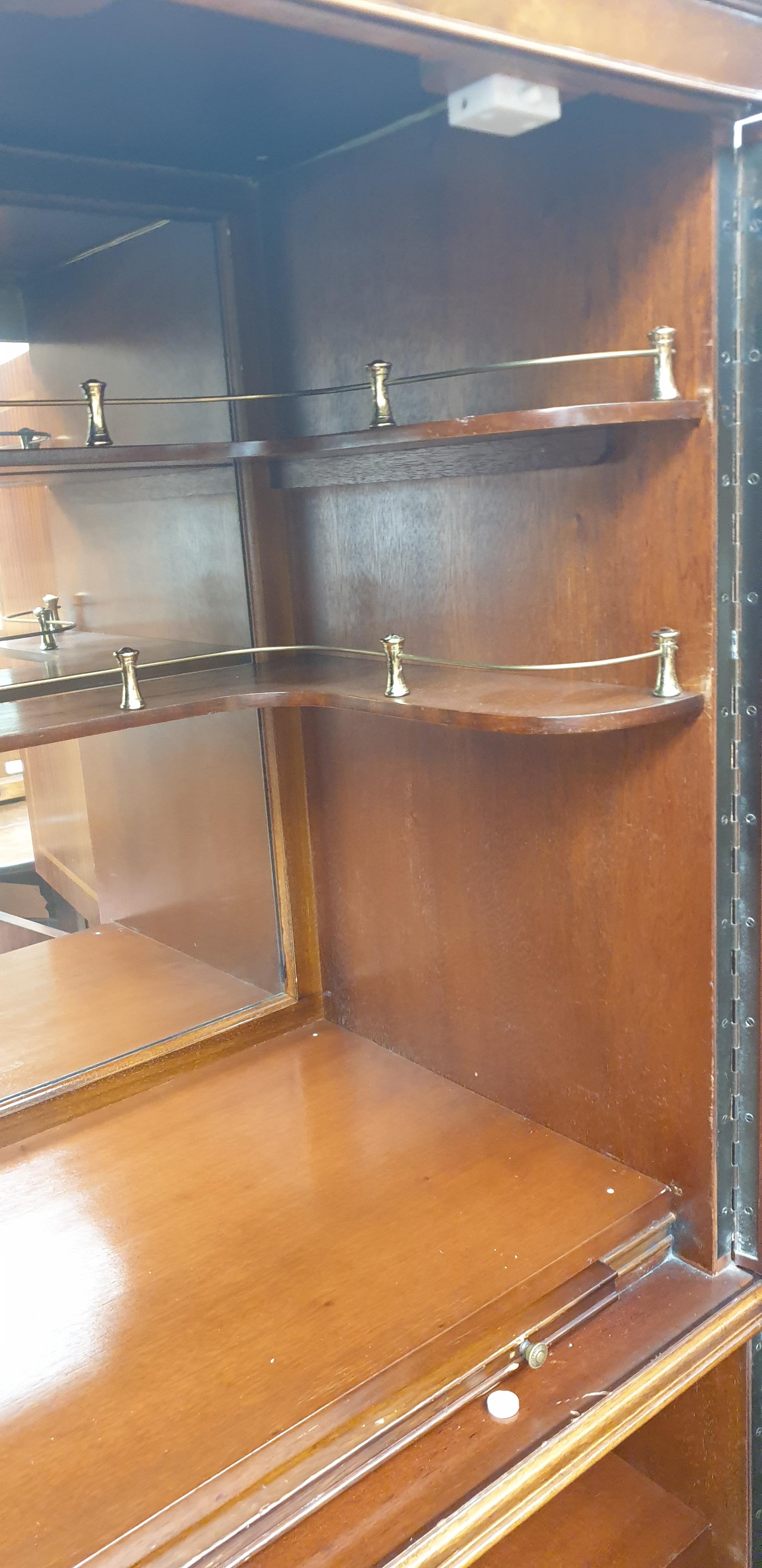 A 20th century walnut drinks cabinet on leaf capped cabriole legs and pointed pad feet together - Image 7 of 12