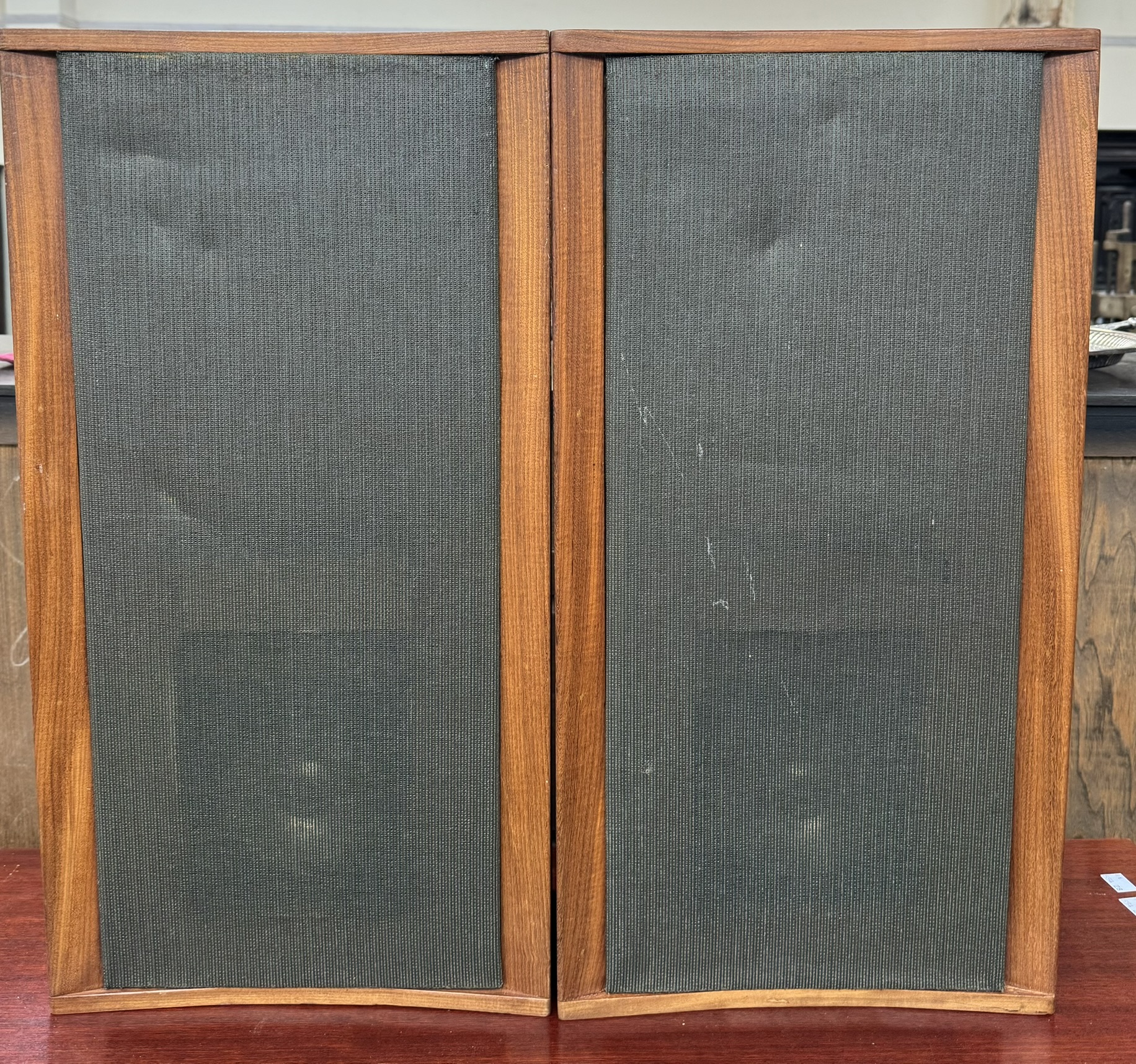 A pair of Jordan Watts teak cased speakers (untested)