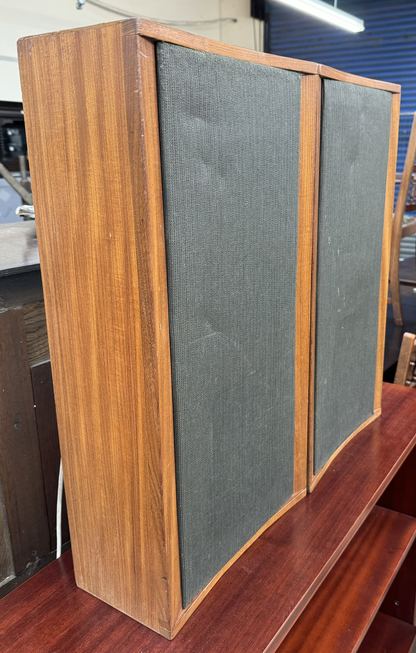 A pair of Jordan Watts teak cased speakers (untested) - Image 2 of 2