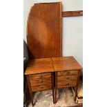 A pair of 19th century mahogany bedside cabinets together with an oak headboard