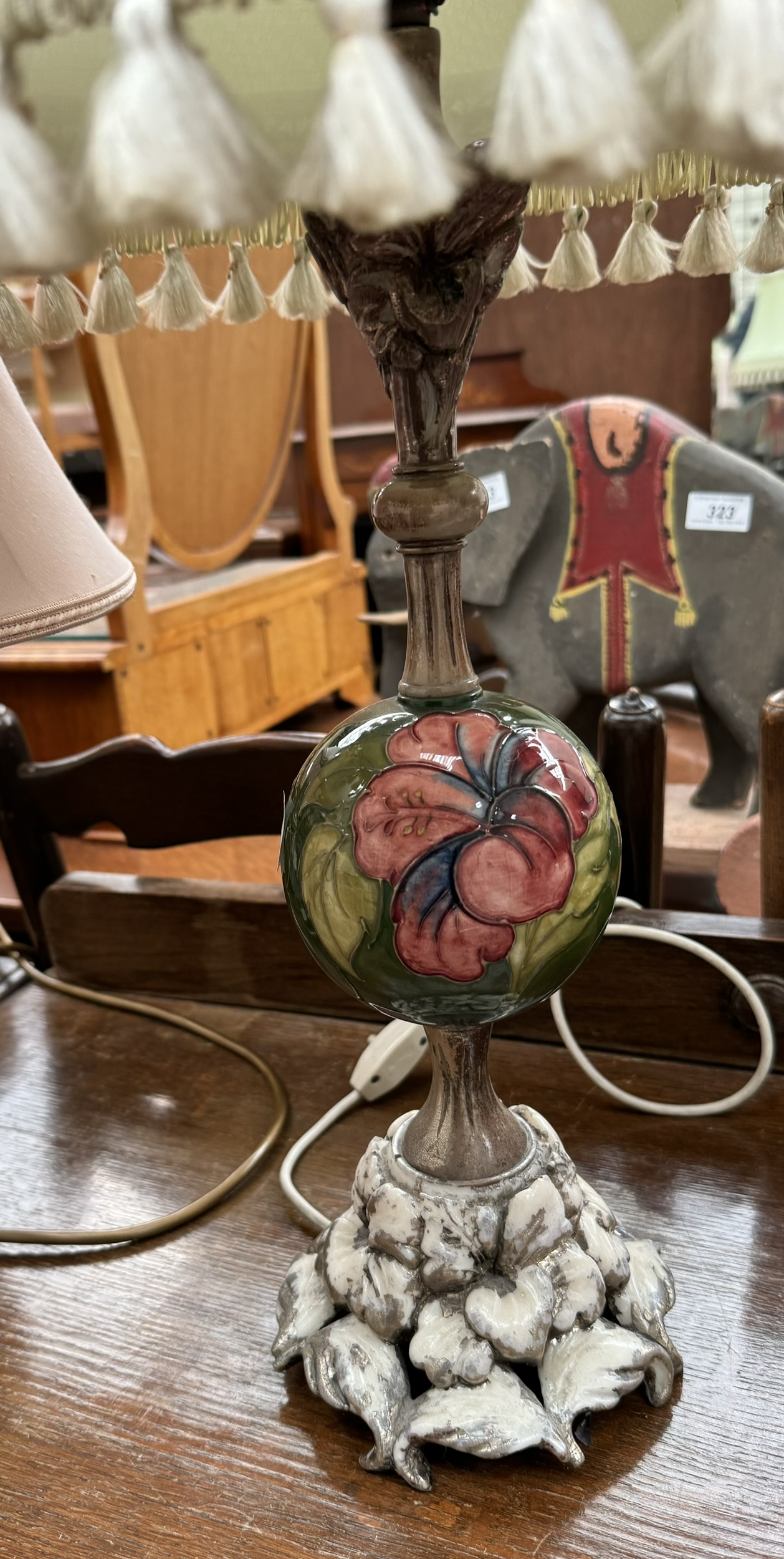 A Moorcroft pottery table lamp together with a Masons pottery table lamp and four other table lamps - Image 3 of 3