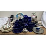 A Portmeirion Totem pattern part dinner set together with a Nao figure, Ewenny pottery goblets,