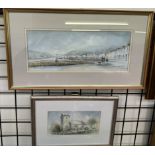 Glyn Heard A harbour scene Watercolour Signed Together with another of St Illyds church