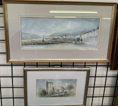 Glyn Heard A harbour scene Watercolour Signed Together with another of St Illyds church
