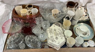 An Allsopp's pottery commemorative jug together with commemorative mugs, tureen and cover,