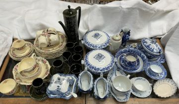 A Portmeirion Totem pattern pottery coffee set together with assorted blue and white pottery and a