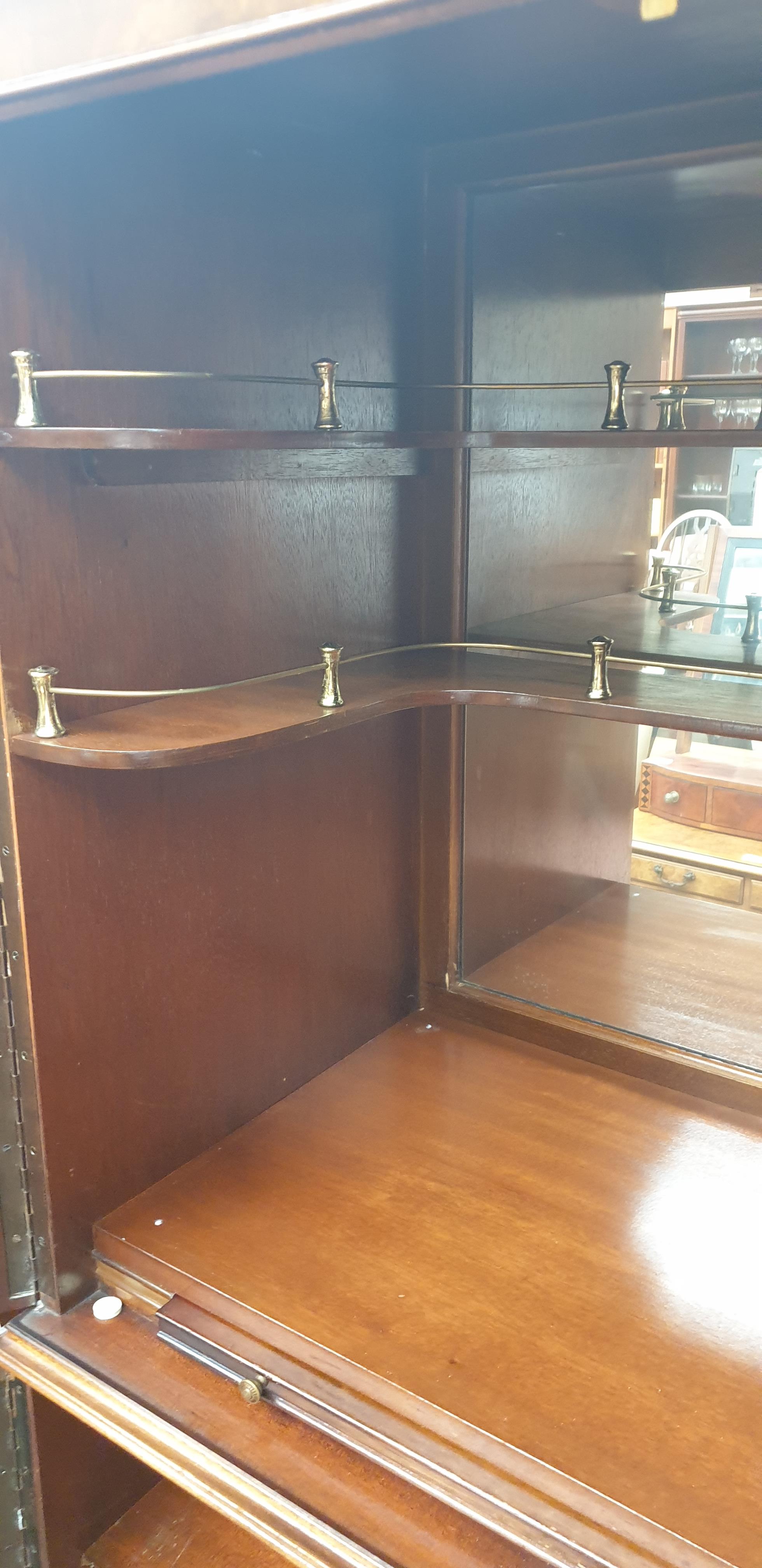 A 20th century walnut drinks cabinet on leaf capped cabriole legs and pointed pad feet together - Image 5 of 12