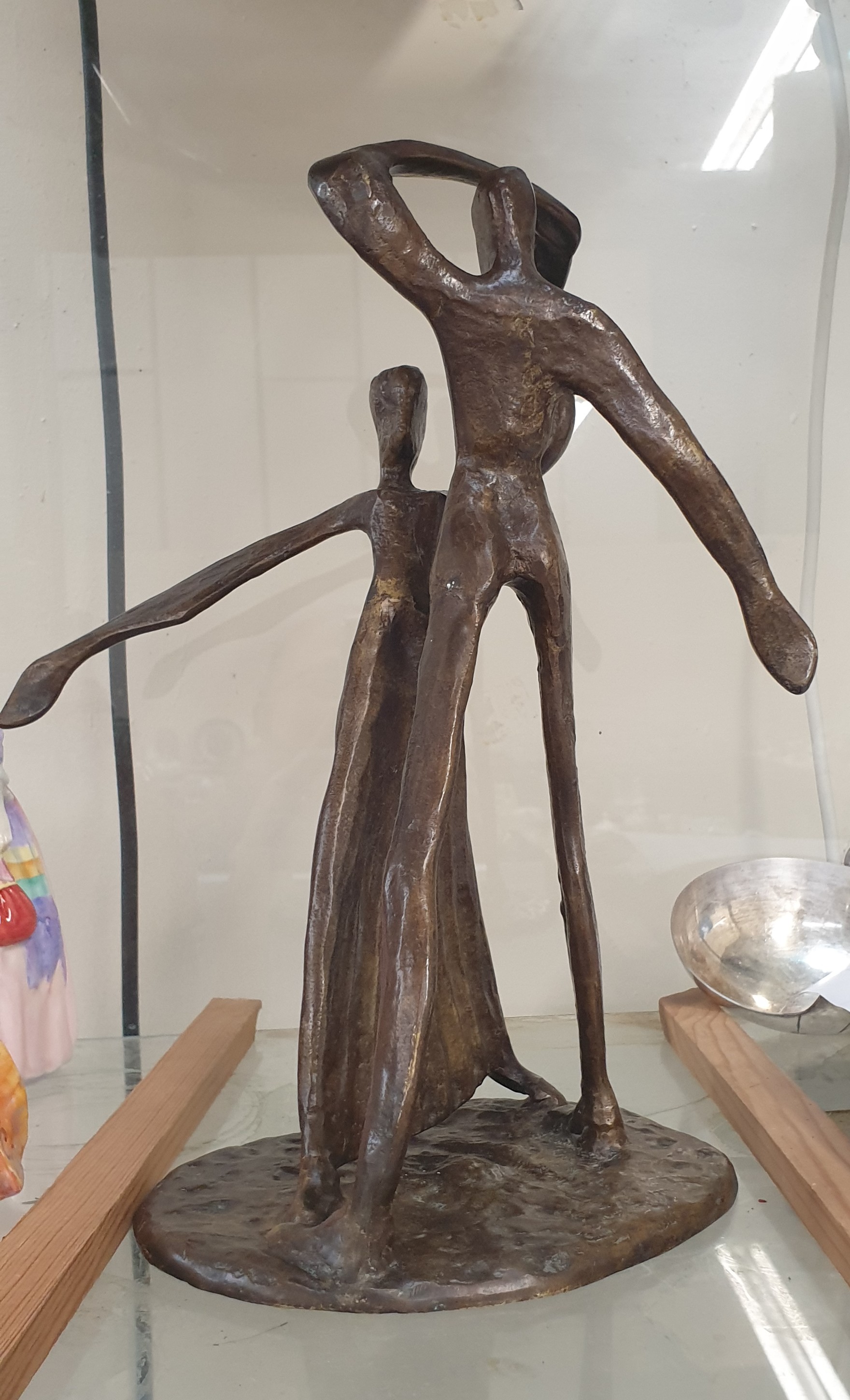 A bronze figure group of a dancing couple in the style of Henry Moore - Image 2 of 3