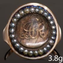 GEORGIAN PEARL AND ENAMEL MEMORI RING