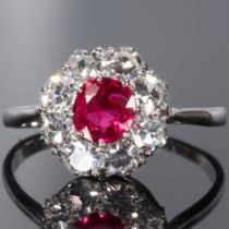 RUBY AND DIAMOND CLUSTER RING