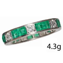 EMERALD AND DIAMOND FULL ETERNITY RING