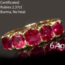 CERTIFICATED 5-STONE BURMA RUBY RING