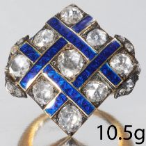 ANTIQUE DIAMOND AND ENAMEL RING