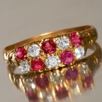 EDWARDIAN RUBY AND DIAMOND RING.