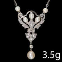 BELLE EPOQUE PEARL AND DIAMOND PENDANT NECKLACE