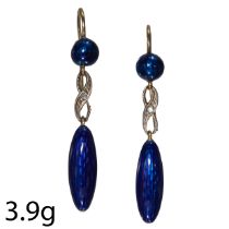 PAIR OF ENAMEL AND DIAMOND EARRINGS