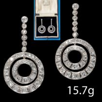 IMPRESSIVE AND ELEGANT PAIR OF ANTIQUE DIAMOND DOUBLE HOOP EARRINGS