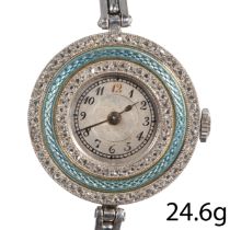 ART-DECO ENAMEL AND DIAMOND WRISTWATCH