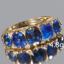 SAPPHIRE AND DIAMOND 5-STONE RING