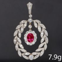 BELLE EPOQUE RUBY AND DIAMOND LAUREL PENDANT