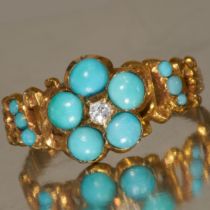 VICTORIAN TURQUOISE AND DIAMOND CLUSTER RING