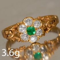 EMERALD AND DIAMOND CLUSTER RING