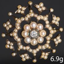 VICTORIAN PEARL AND DIAMOND BROOCH