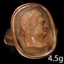 ANTIQUE HARD STONE CAMEO RING