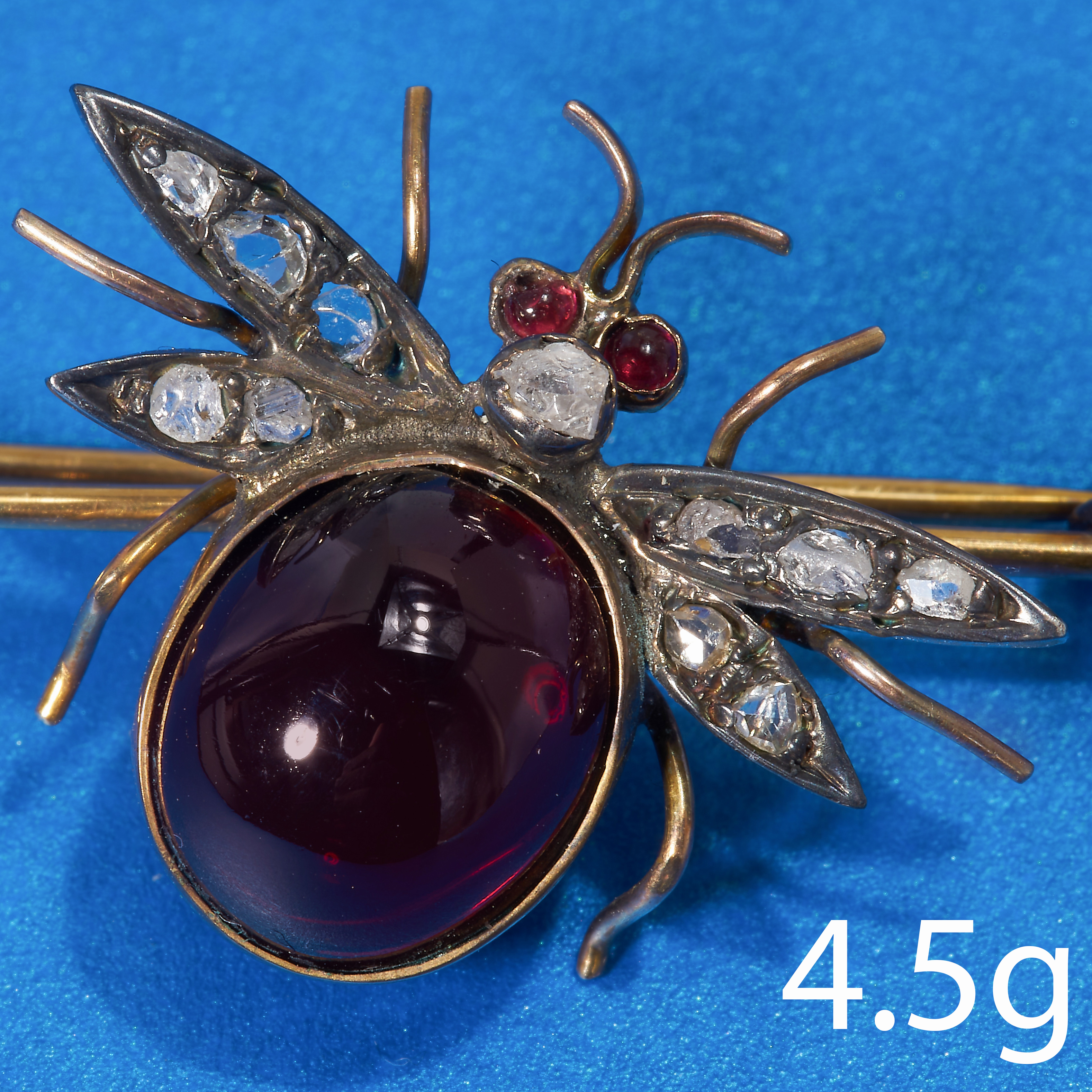 VICTORIAN GARNET AND DIAMOND FLY BROOCH