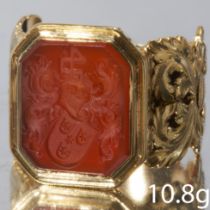 ANTIQUE CARVED INTAGLIO SIGNET RING